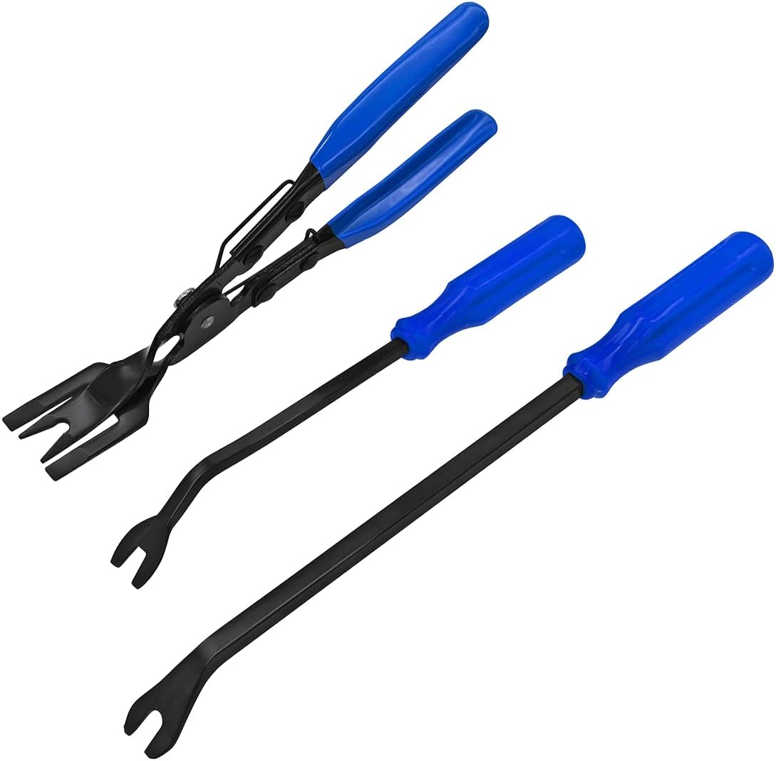 3-teiliges Zangenset Zum Entfernen Von Zierleistenclips Und Nieten An Kraftfahrzeugen (blau) Ergonomische Griffe, Federunterstützter Hebel