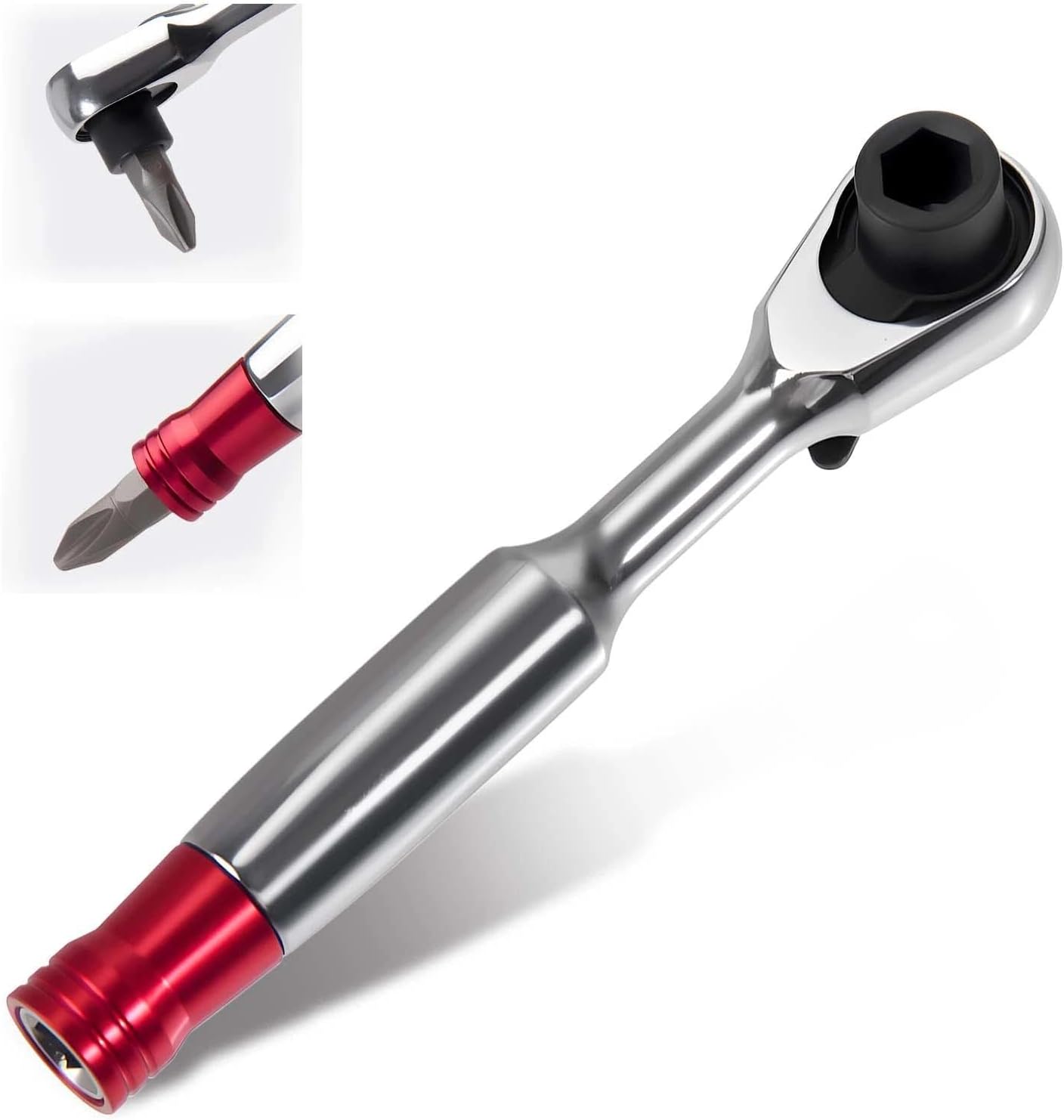 1/4"-doppel-wende-mini-ratschenschlüssel – 72 Zähne, 5° Rückstellwinkel, Magnetgriff – Ratsche Und Winkelschraubendreher Für Enge Stellen – Chrom-vanadium-stahl