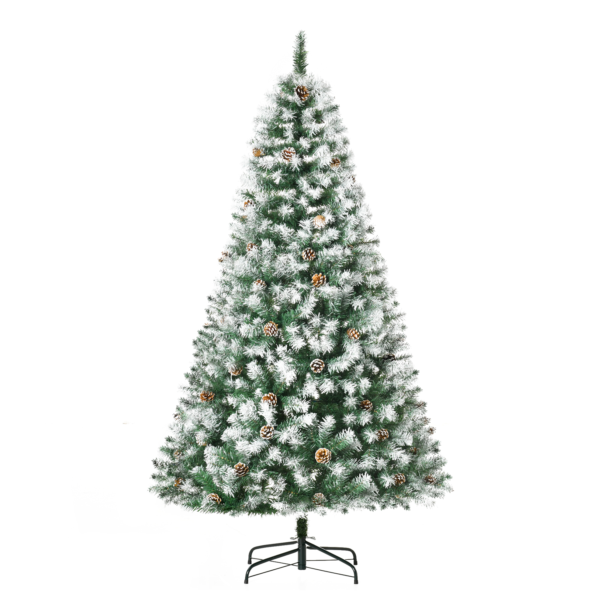Künstlicher Weihnachtsbaum, 800 Zweige, 61 Zapfen, Schneebedeckt, Schwer Entflammbar, 180 Cm