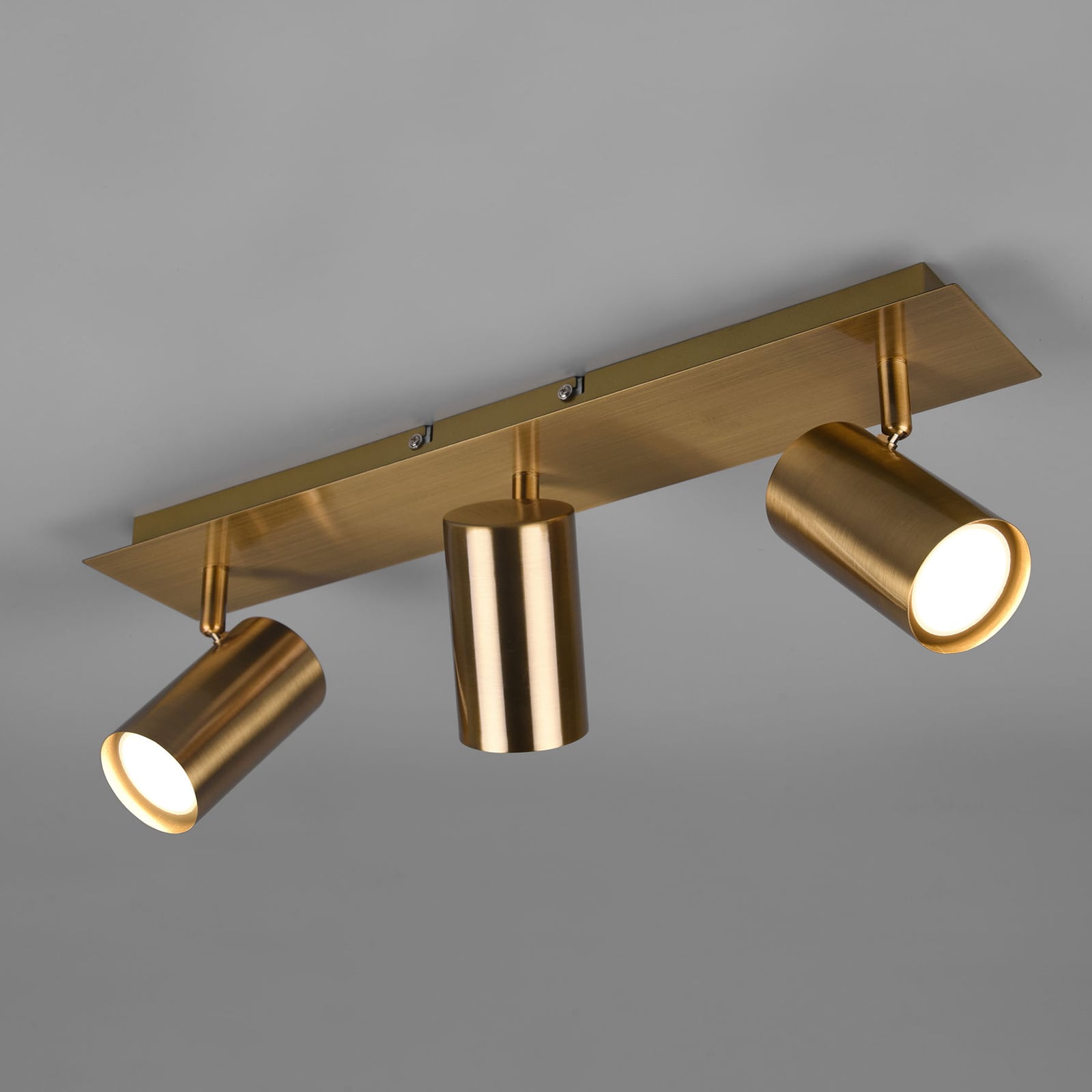 [gebraucht] B-ware Trio Lighting Deckenstrahler Marley 3-flammig Led Dimmbar Altmessing 48x9cm