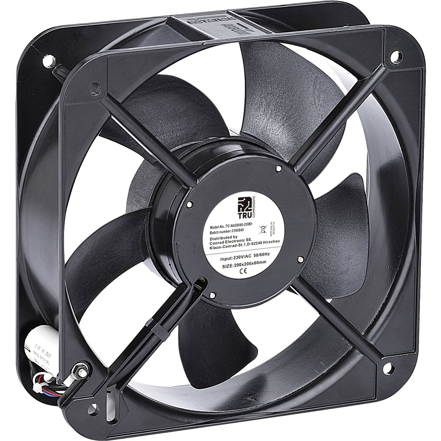 [gebraucht] B-ware Tru Components Tc-na20060 Axiallüfter 50.5w 890m³/h 230v 69db 200x200x60mm