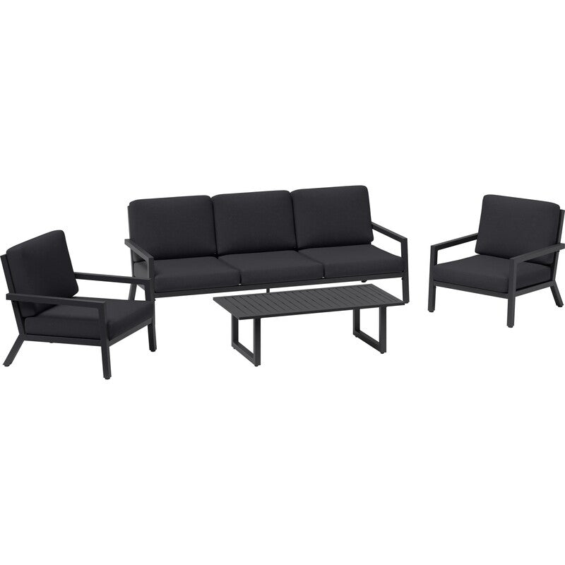 [neuwertig] B-ware Lounge-gruppe Springtown 4-teilig Gartenmöbel Aluminium Schwarz-dunkelgrau Tisch