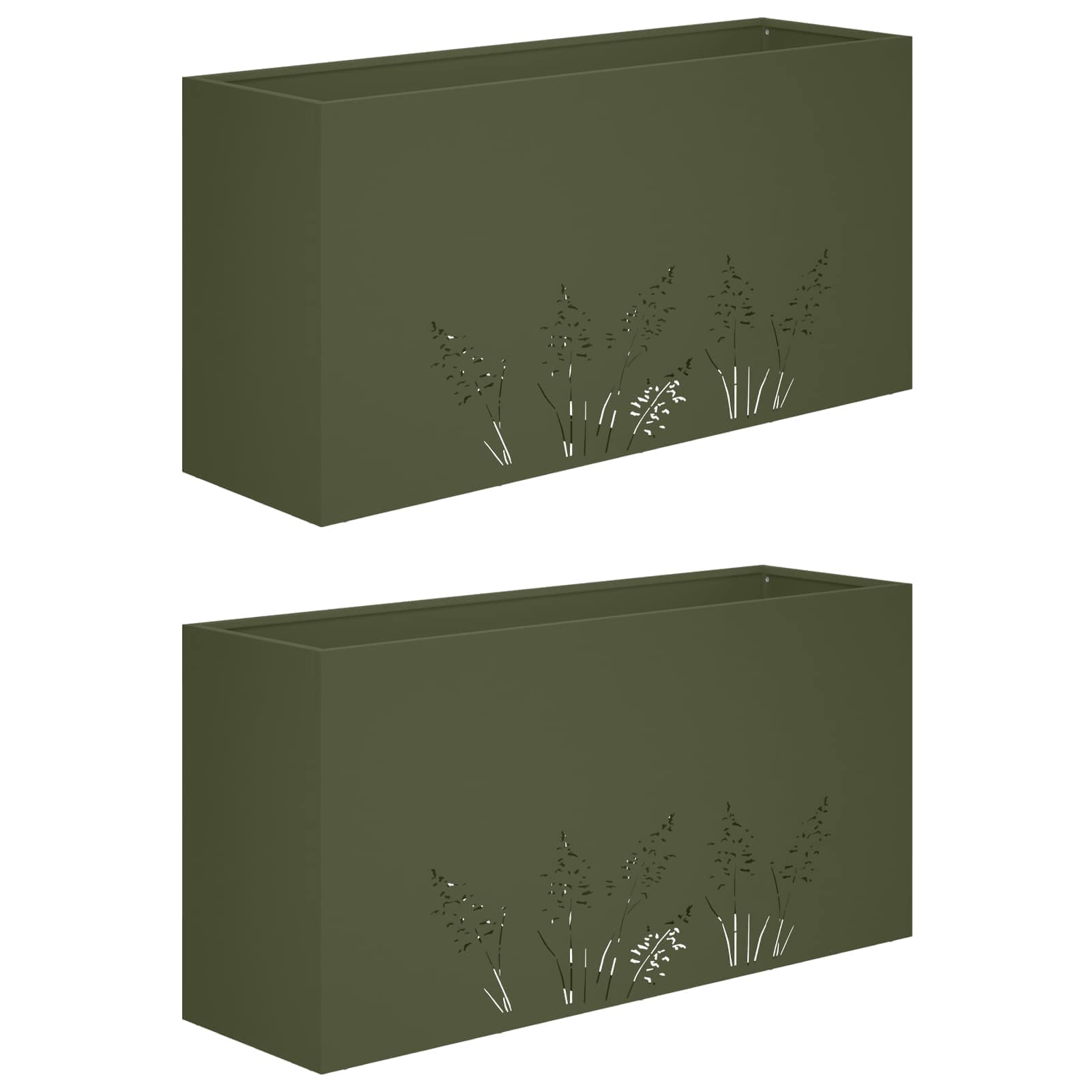 Garten-pflanzgefäß 2 Stk. Olivgrün 100 X 30 X 49 Cm Vidaxl