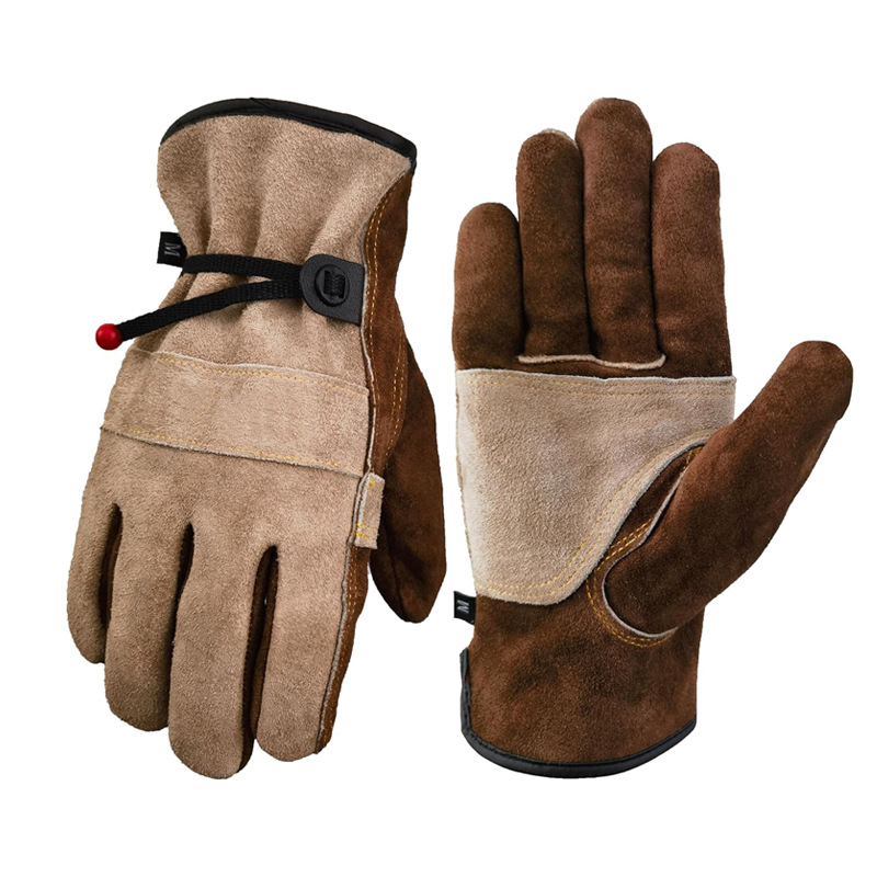 Unisex-arbeitshandschuhe Aus Echtem Leder. Geeignet Für Gartenarbeit, Schweißen, Bauarbeiten, Kettensägenarbeiten Usw. Weiches Futter, Rindsleder, Kaffeebraun.