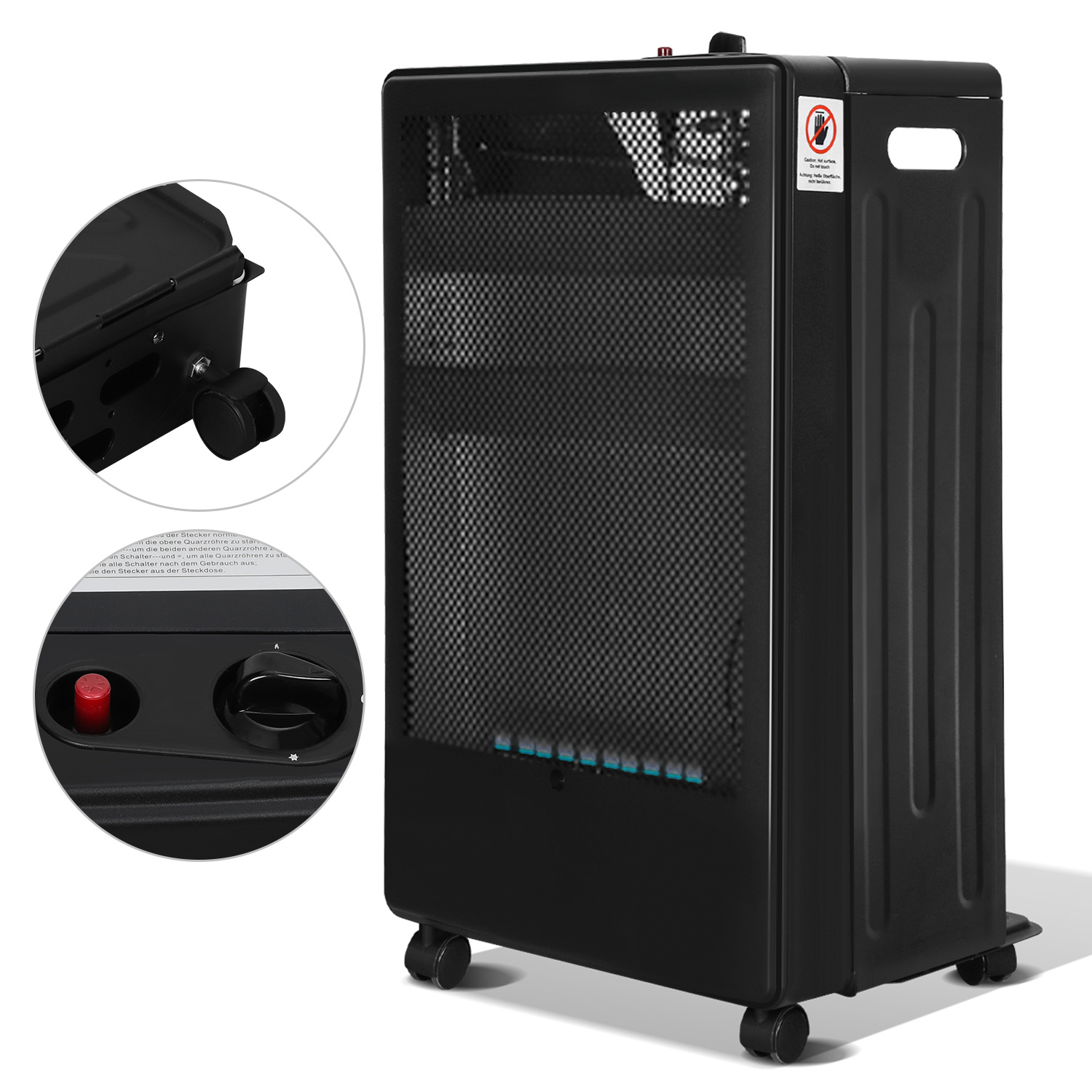 Wolketon Gasofen Mit Blauer Flamme 3800 W, Faltbar Und Mobil, Für Lpg Bis 15 Kg