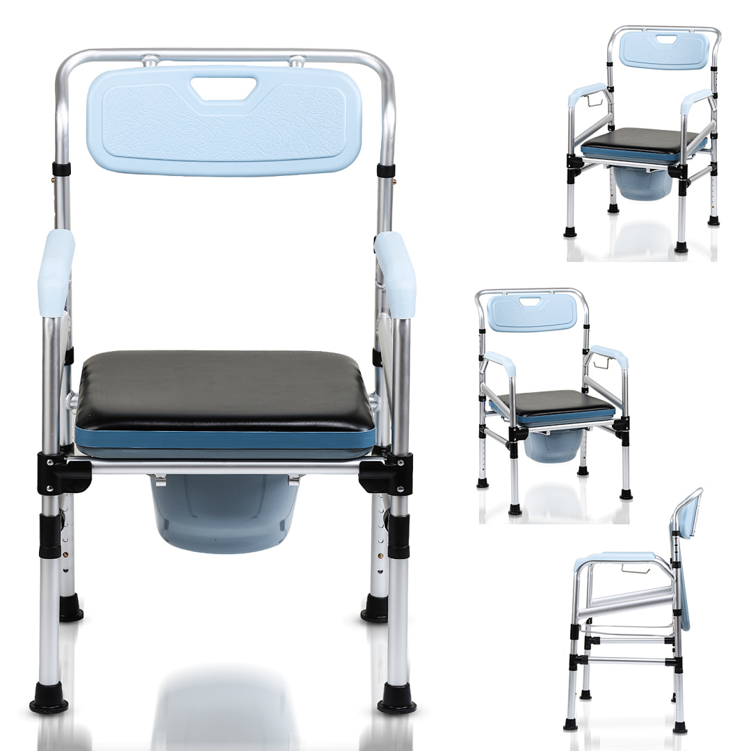 Wolketon Toilettenstuhl Mit Eimer, Sitzhöhe 42–54 Cm, 6-fach Verstellbar, Aluminiumrahmen
