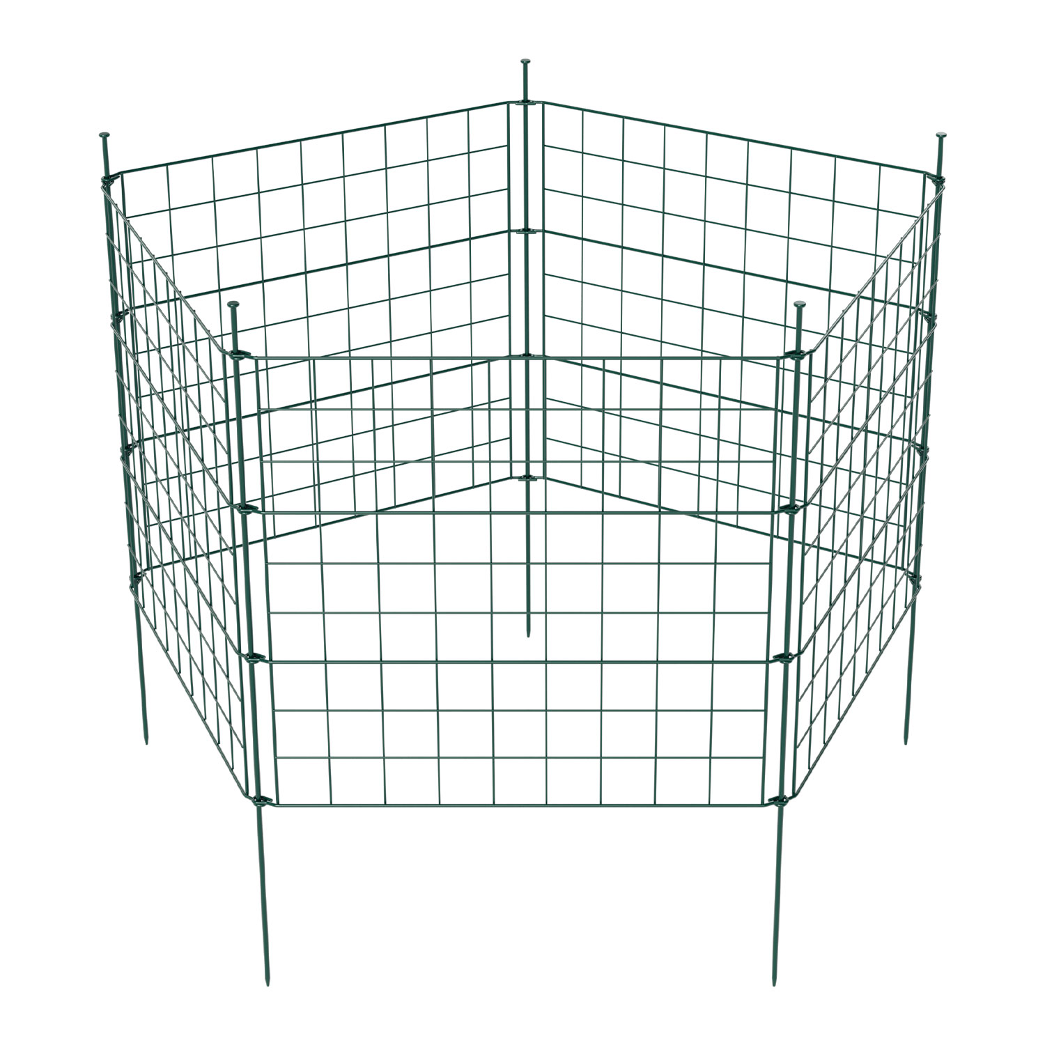 Wolketon Teichzaun 5-teilig Grün Aus Metall, Stebkzaun Für Garten Und Tiere, Gerade