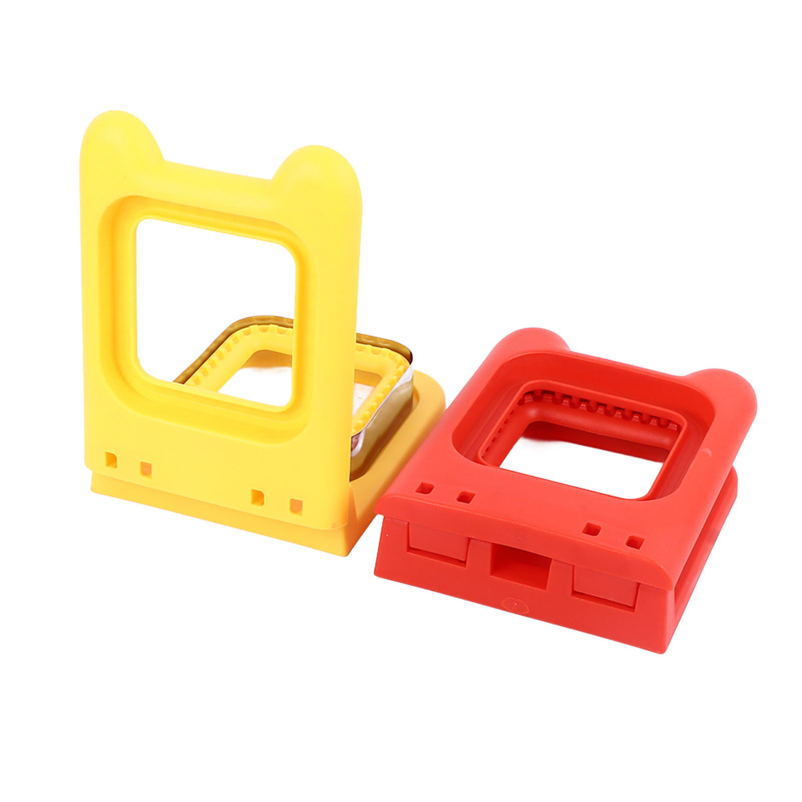 Quadratischer Sandwichausstecher In Rot Und Gelb, Edelstahlmesserset, 2-teilige Ausstechform.