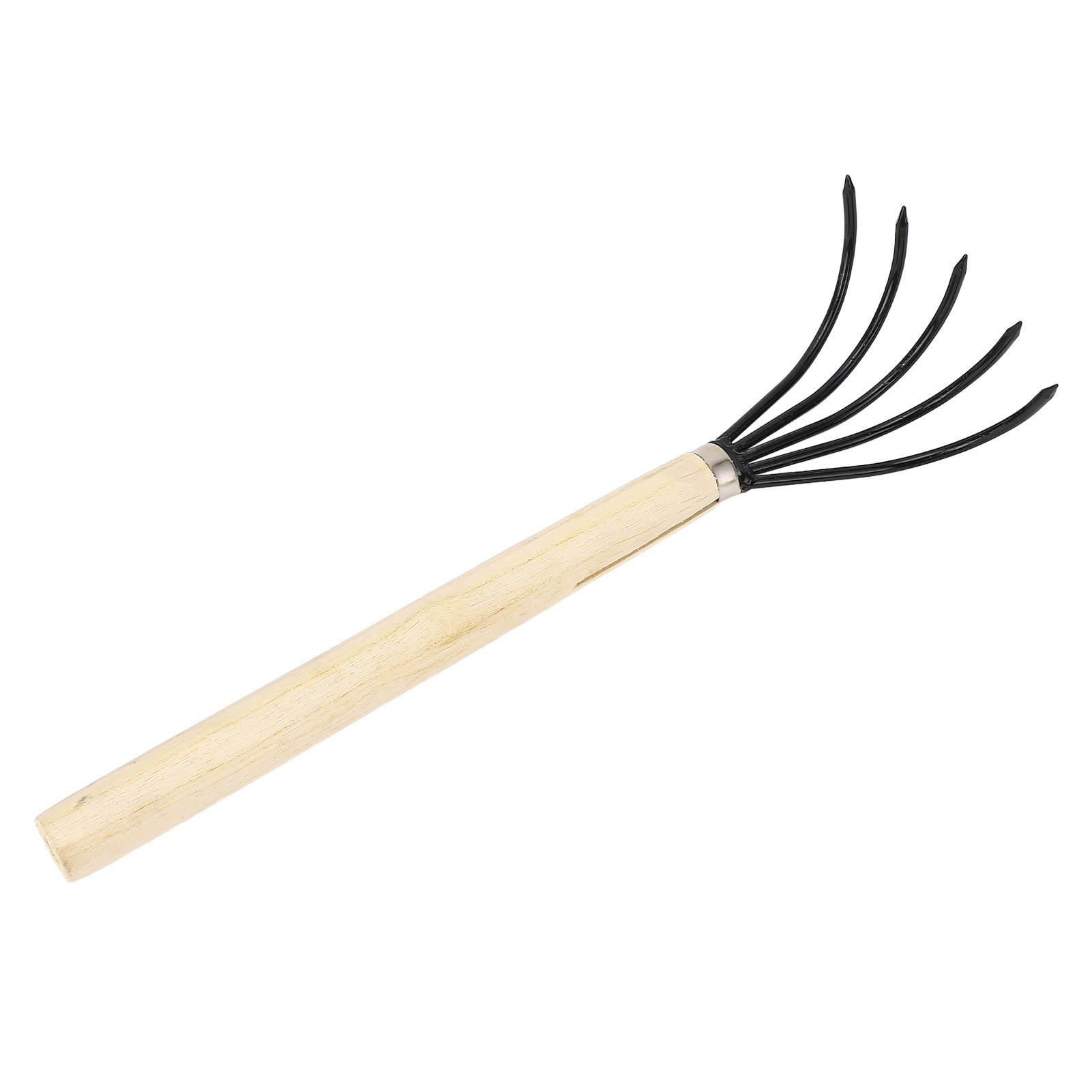 Gartenhandrechen, 5 Stahlzinken, Holzgriff, Ergonomisches Design, Krallenkultivator Für Bodenarbeiten, Bodenlockerung.