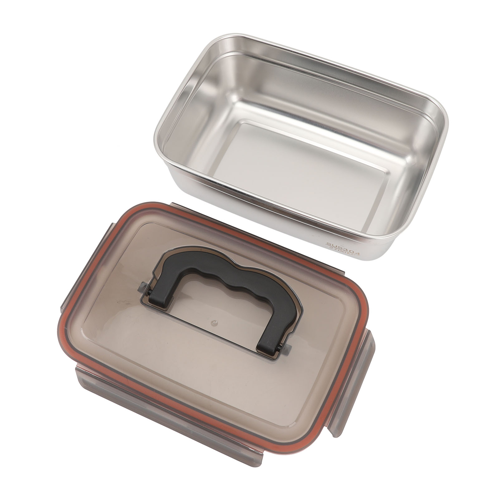 2700 Ml Edelstahl 304 Metall-lebensmittelaufbewahrungsbehälter, Luftdicht Verschlossene Lunchbox Mit Griff Für Zuhause, Kühlschrank Und Büro.