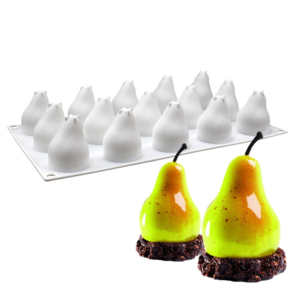 Birnenförmige Silikonform Mit 15 Mulden, Für Mousse-torte, Französische Desserts, 3d-dekoration, Antihaftbeschichtet.