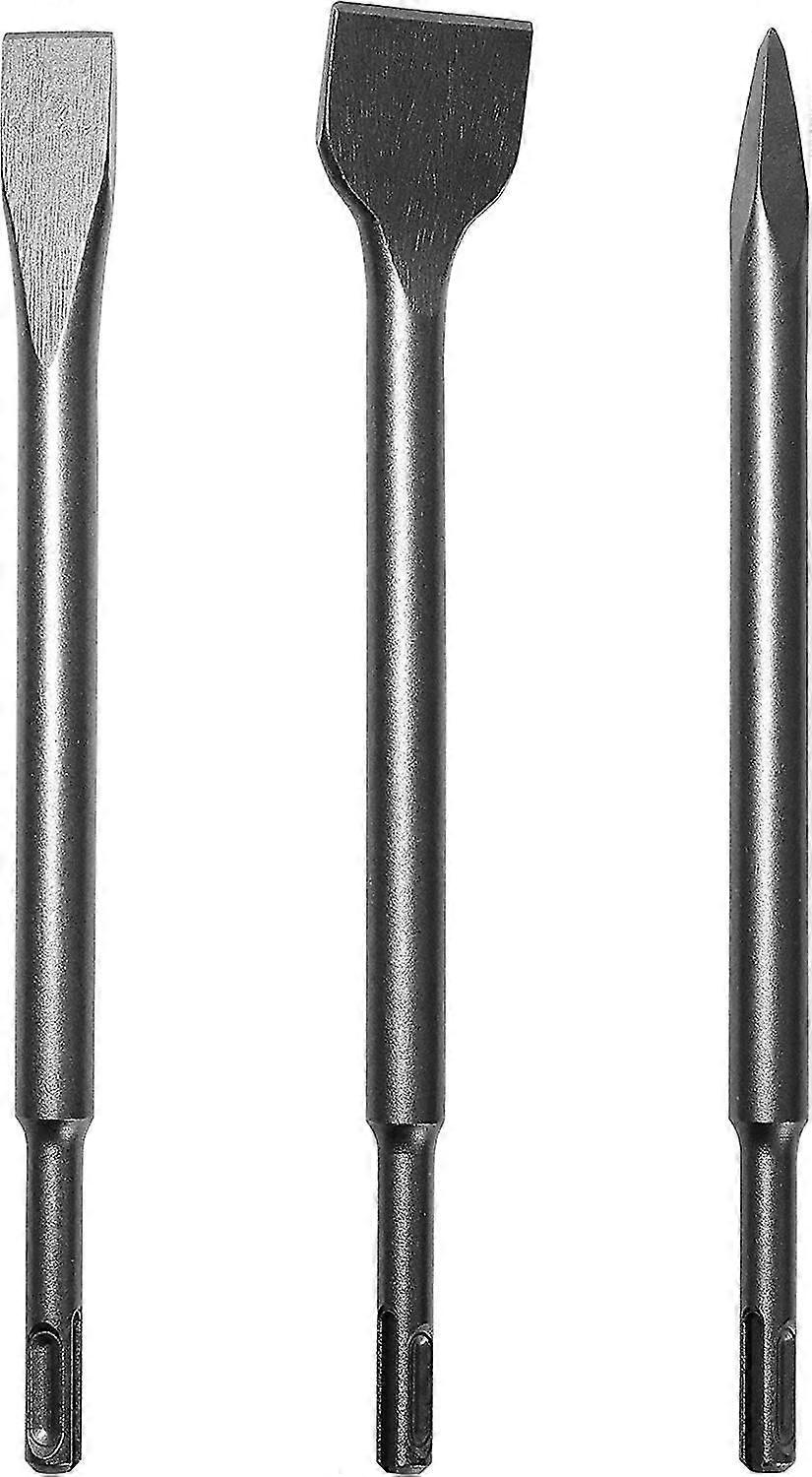 Sds Plus Meißelset, 3-teilig: Großer Meißel, Flachmeißel, Spitzmeißel. Zum Entfernen Von Beton Sowie Boden- Und Wandfliesen. (breitgebogener Meißel)