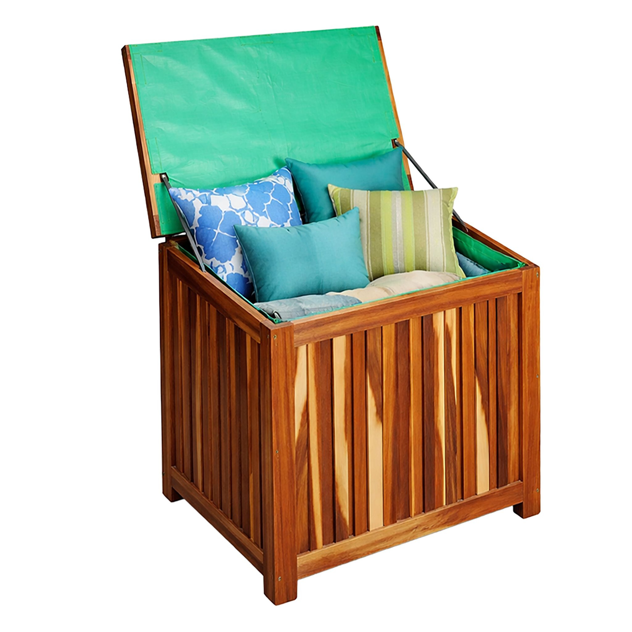 Relaxdays Gartenbox, Sitzpolster, Werkzeug, 60x60x50 Cm, Akazienholz, Wasserfeste Einlage, Balkon, Gartentruhe, Natur