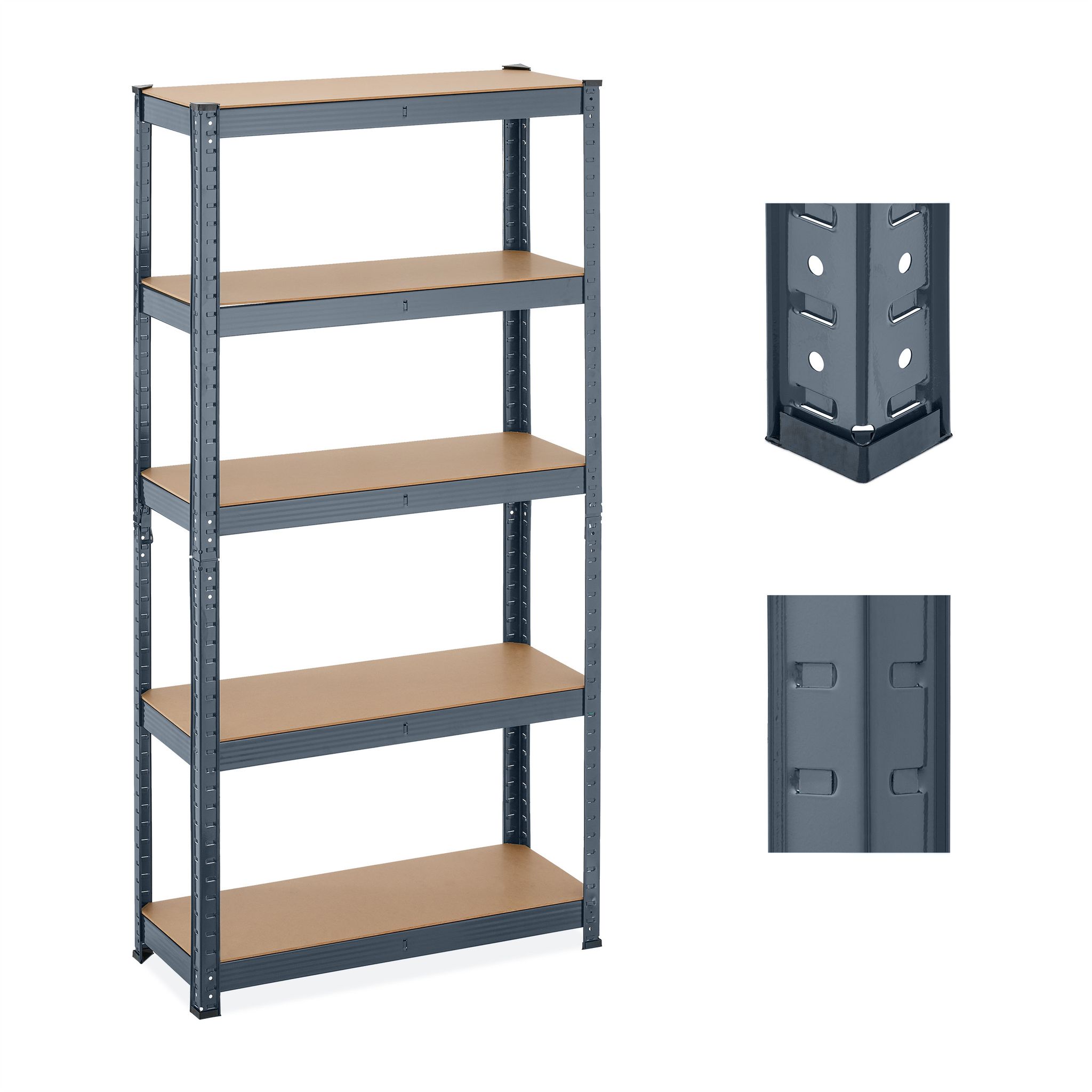 2 X Schwerlastregale, 5 Ebenen, Hbt 150x75x30 Cm, 875 Kg Tragkraft, Lagerregale, Keller & Garage, Metall, Anthrazit