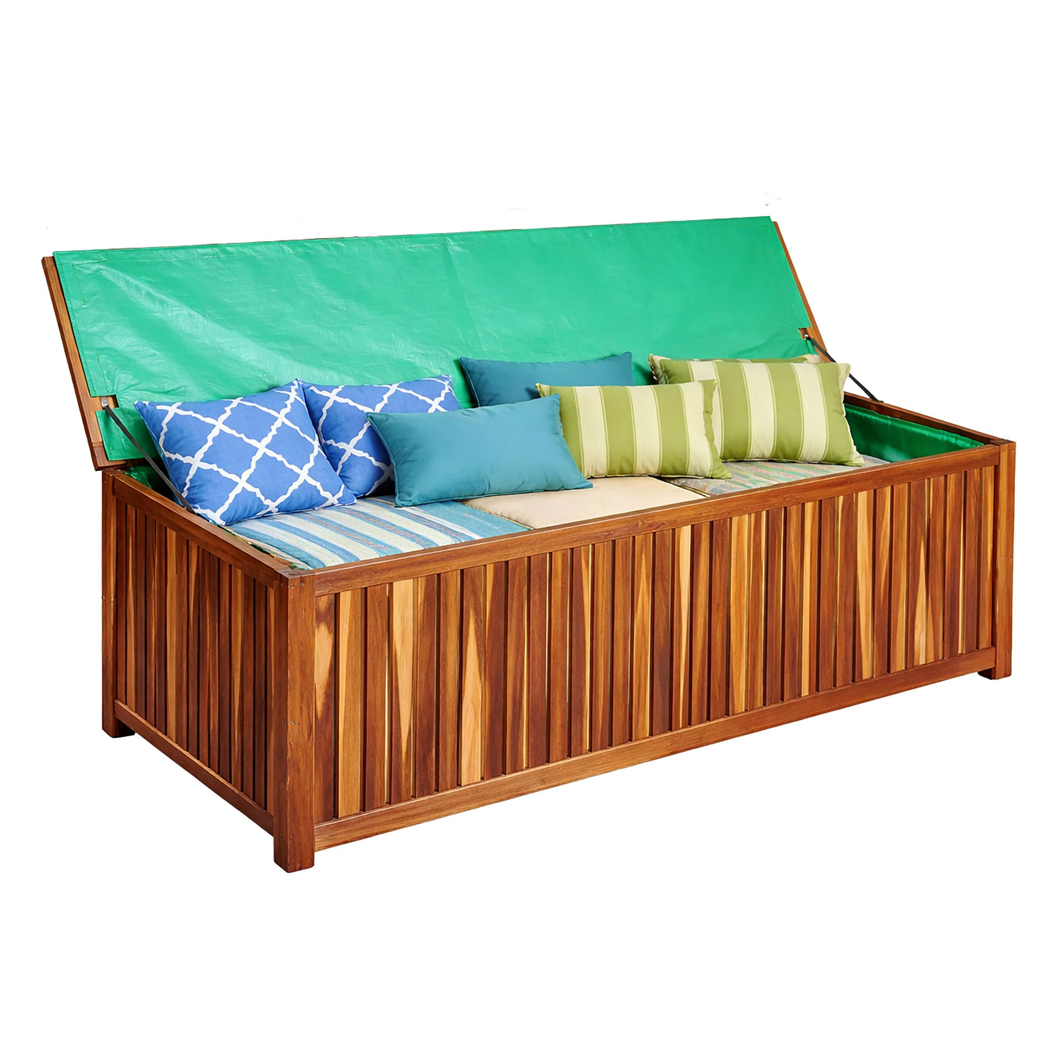 Relaxdays Gartenbox, Sitzpolster, Werkzeug, 60x115x50 Cm, Akazienholz, Wasserfeste Einlage, Balkon, Gartentruhe, Natur