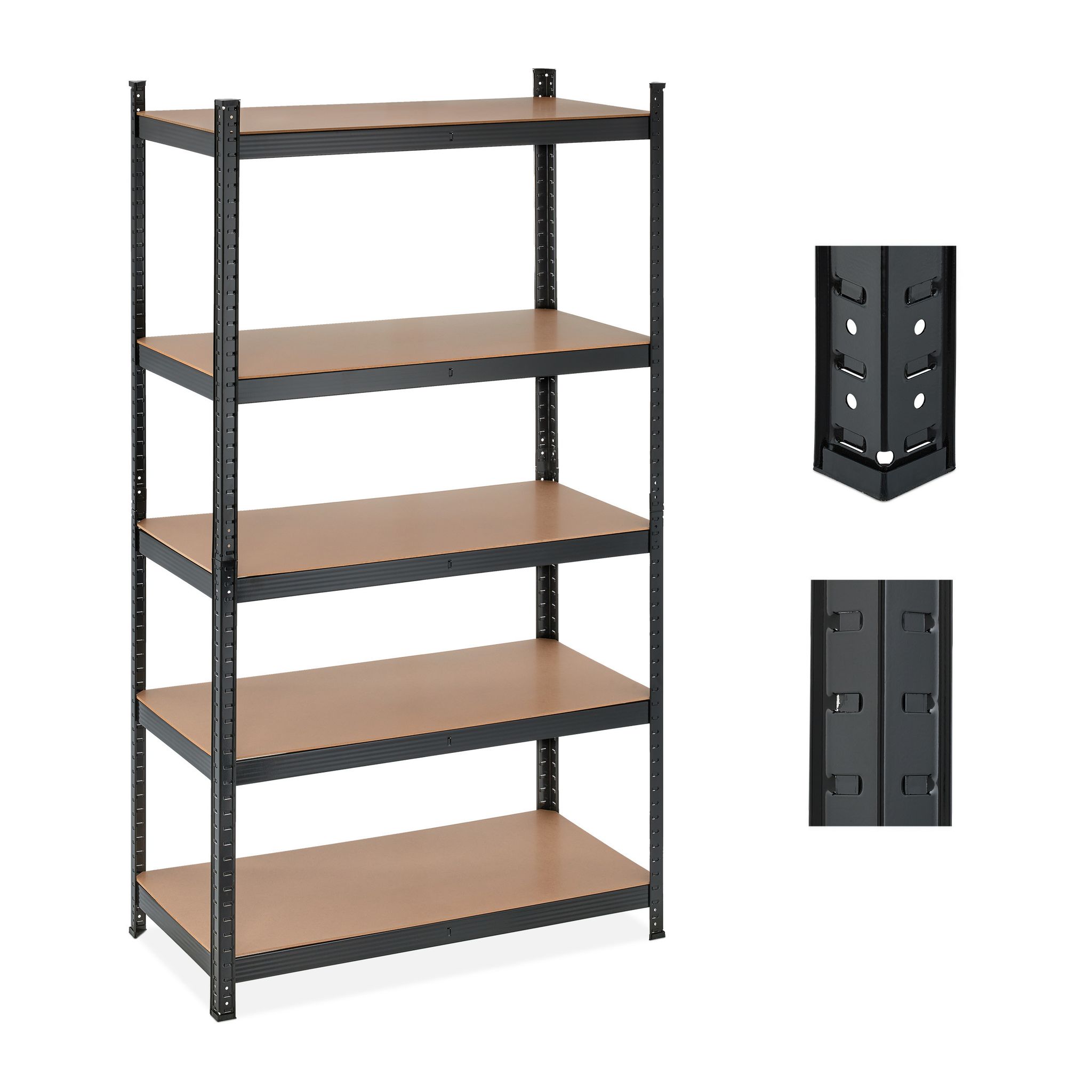 2 X Schwerlastregale, 5 Ebenen, Hbt 180x100x50 Cm, 1250 Kg Tragkraft, Metall-lagerregale Für Keller, Garage, Schwarz