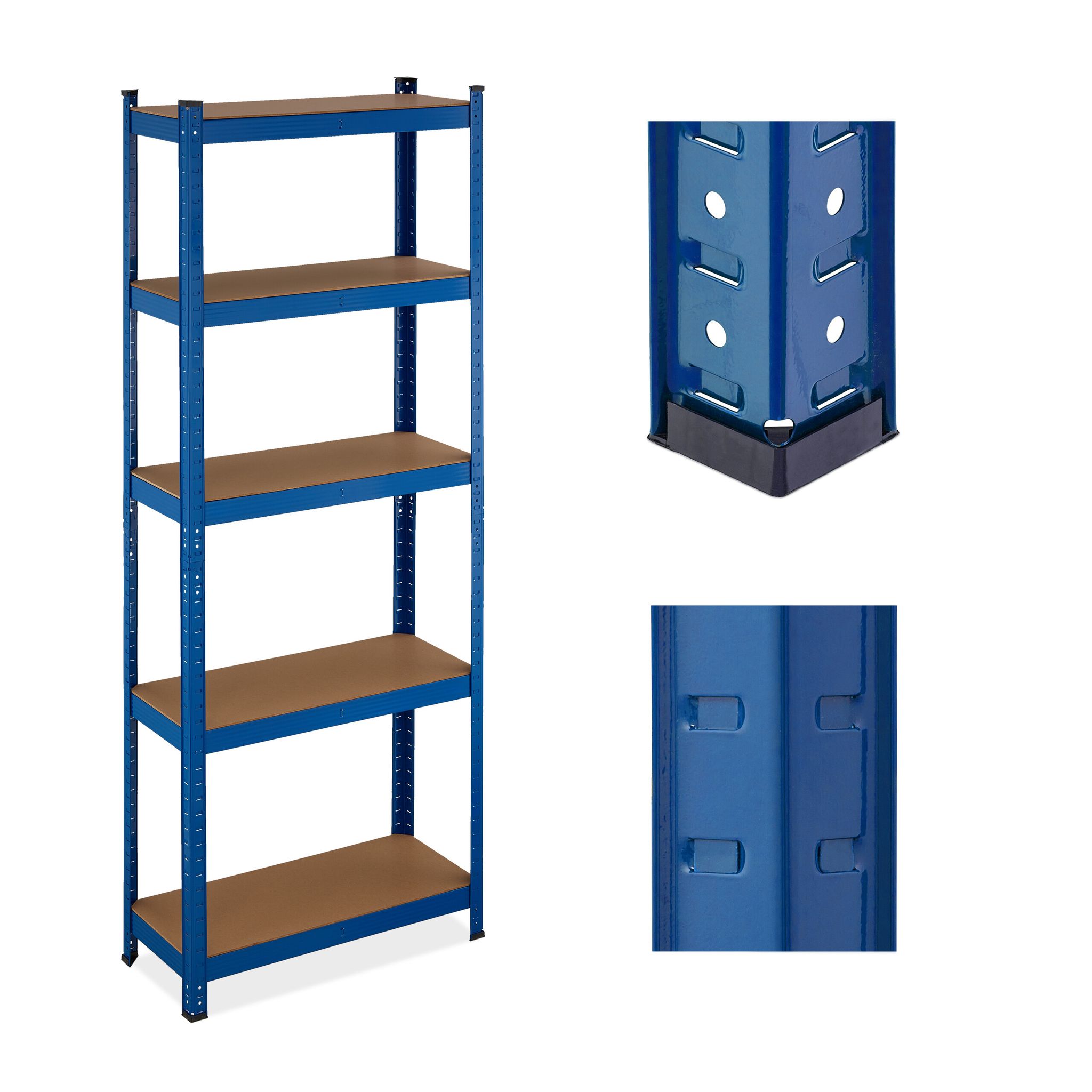 2 X Schwerlastregal, 5 Ebenen, Hbt 180 X 70 X 30 Cm, 500 Kg Tragkraft, Stahl, Lagerregal Für Keller & Garage, Blau