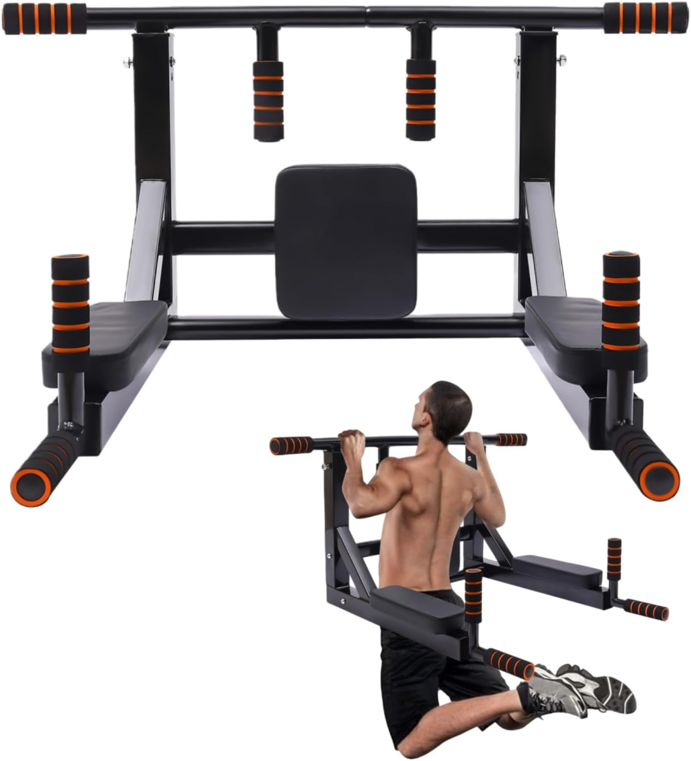 4 In 1 Klimmzugstange Zur Wandmontage, 95x77cm Multigriff Klimmzugstange Dip Station Wandmontagen Multifunktionale Kraftstation Bauchmuskeltrainer Edelstahl Trainings Halterung Für Büro Fitnessraum