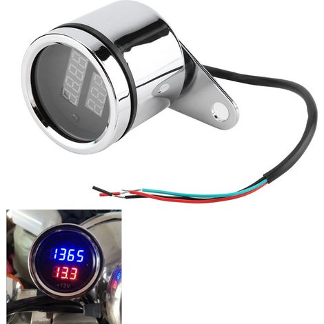 2-in-1 Motorrad-led-digitalvoltmeter, Drehzahlmesser, Kilometerzähler, Tachometer Aus Metall