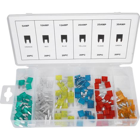 120 Stück/box Kleiner Kfz-flachsicherungs-sortiment 5a 10a 15a 20a 25a 30a Sicherungen