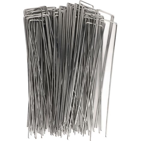100 Stück U-förmige Gartenpfähle Aus Verzinktem Stahl, Geeignet Für Unkrautvlies Und Rasendekorationen, 2,5 Mm/0,10 Zoll Rauheit