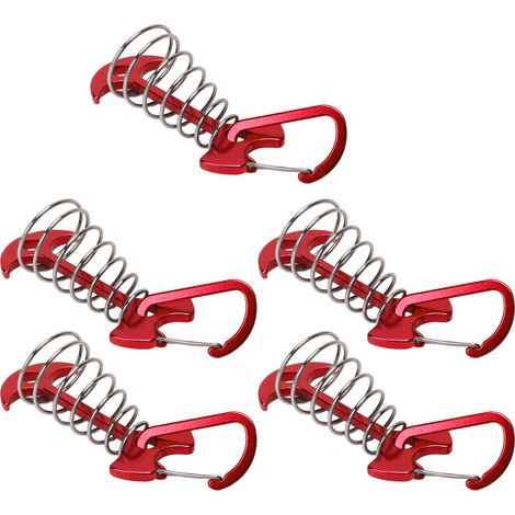 5-teiliges Fischgräten-zeltnägel-set, Große Terrassendielen, Camping-zeltnägel Mit Verstellbarer Federschnalle, Windseilanker, Rot