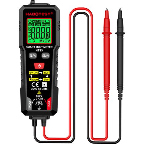 Ht93 2000 Count Ncv Digitalmultimeter, Schwarz, Batterielos