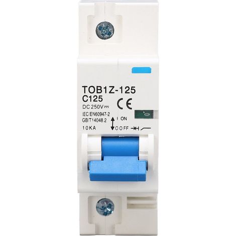 Miniatur-gleichstrom-leistungsschalter, 1-polig, 125 A, 250 V, Din-schienenmontage, Für Photovoltaikanlagen Tob1z 125 C125