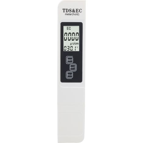3-in-1-wasserqualitätstester, Tragbares Tds-, Ec- Und Temperaturmessgerät Mit Weißem Hd-led-display