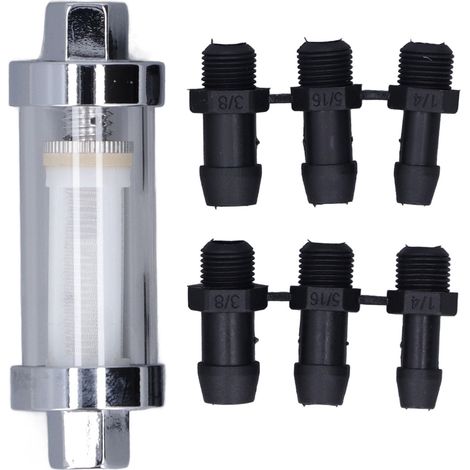 Universeller Kraftstofffilter Mit 3/8-zoll-, 1/4-zoll- Und 5/16-zoll-anschlüssen Sowie 6 Ersatzanschlussstücken Für 9706