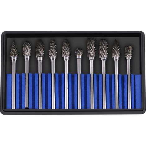 10-teiliges Set Aus Wolframkarbid-rotationsfräsern, 3 Mm Schaft, 6 Mm Schneidkopfdurchmesser, Gravierwerkzeug (doppelschnitt)