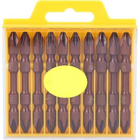 10-teiliges Set Doppelseitiger Schraubendreherbits Aus Chrom-vanadium-legierungsstahl, Magnetisches Handwerkzeug, Leuchtfunktion, Ca. 65 Mm, Für Den Heim- Und Industriegebrauch (antikmessing)