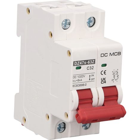 Miniatur-2-poliger Dc1000v 32a-leistungsschalter, 6000a Abschaltvermögen, Für Solar-pv-systeme
