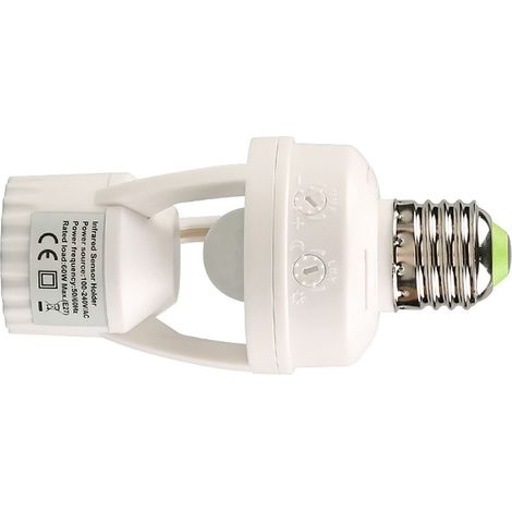 E27-sensor-lampenfassung (100–240 V), 10–300 Sekunden Erfassungsverzögerung, 6 M Erfassungsbereich, Infrarot-bewegungsmelder, Lampenadapter