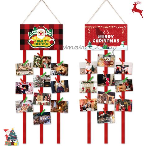 Weihnachtskartenhalter, Wand-fotohalter Aus Filz Mit 40 Fotoklammern, Fotocollage-dekoration, Bastelidee Für Weihnachtskartenfotos