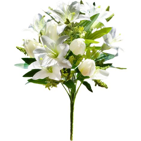 Künstlicher Lilienstrauß, Realistische Blumennachbildung, Für Büro, Hochzeitsfeier, Heimküchendekoration (211206xu03-2)