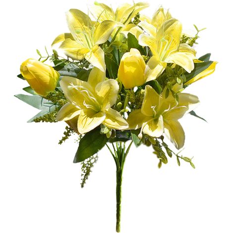 Künstlicher Lilienstrauß, Realistische Blumennachbildung, Für Büro, Hochzeitsfeier, Heimküchendekoration (211206xu03-1)