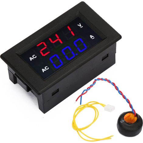 Voltmeter Amperemeter, Ac 100-300v 0-50a Multifunktions-voltmeter Mit Led-digitalanzeige Und Transformator (rot Blau)