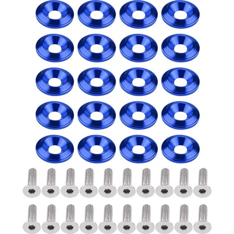 20-teiliges Aluminium-stoßstangen-/kotflügel-unterlegscheiben-schrauben-motorraum-styling-set, Blau