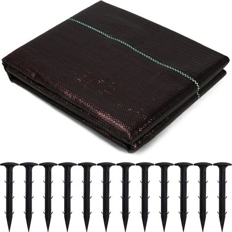 15 M Unkrautvlies + 12 Stück 11 Cm Lange Kunststoff-erdanker