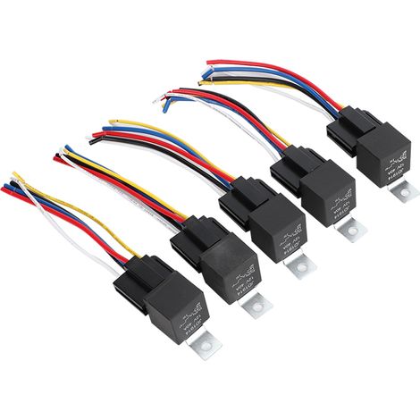 5x 12v Dc 40a Kfz-relais- Und Verstärker-spdt-sockelset, 5-polig, 5-adrig, Neu