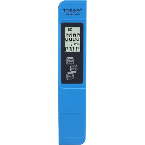 3-in-1-wasserqualitätstester, Tragbares Tds-, Ec- Und Temperaturmessgerät Mit Hd-led-anzeige, Blau