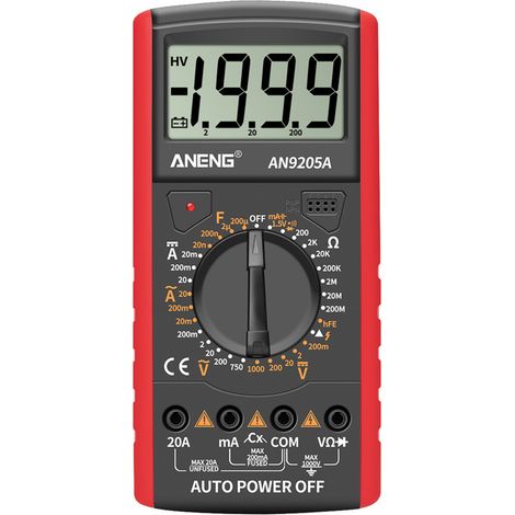 Manuelles Multimeter, 1999 Zähler, Ac/dc, R/c, Transistor, Rote Hintergrundbeleuchtung, Batterielos