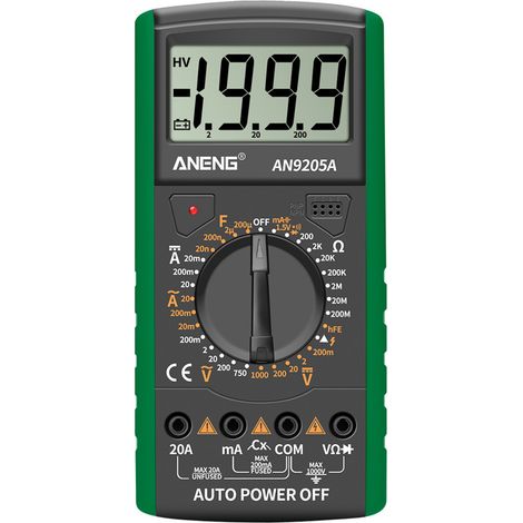 Manuelles Multimeter, 1999 Zähler, Ac/dc-rc-messung, Transistormessung, Grüne Hintergrundbeleuchtung, Batterielos