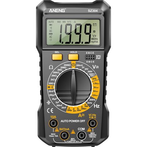 Sz304 1999-punkt-digitalmultimeter, Schwarz, Mit Messleitungen