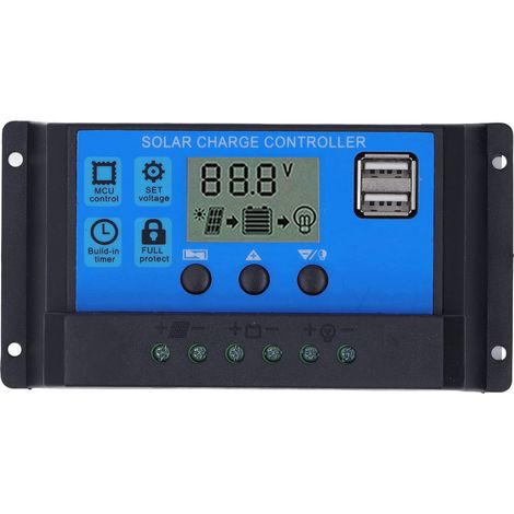 Mppt-solarladeregler Mit Zwei Usb-5v-ausgängen, Solarmodulregler Mit Lcd-anzeige, Pwm-laderegelung, 12v/24v (60a)