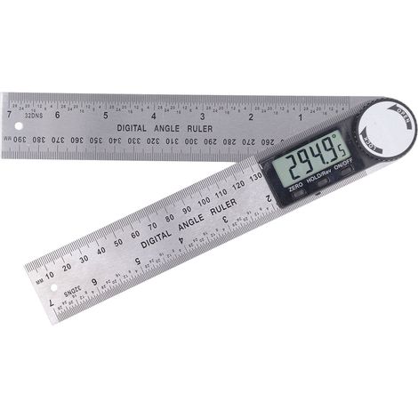 Digitaler Winkelmesser, 400 Mm Längen- Und Winkelmessung Aus Edelstahl Mit Niederhalter, Nullstellung Und Großem Lcd-display, Mm/zoll-system, Für Holzbearbeitung Und Bauwesen