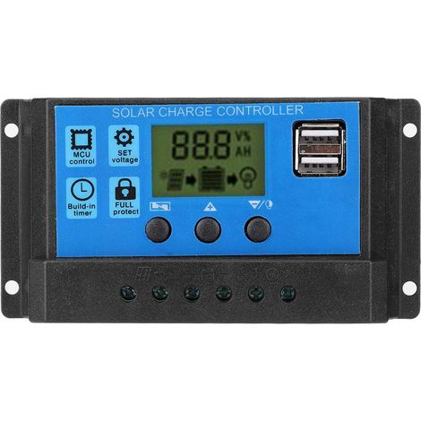 Intelligenter 12v/24v Photovoltaik-solarladeregler Mit Dualer Digitalanzeige, Komfortabler Mikrocomputersteuerung, Pwm-solarzellenmodulregler-zubehör (10a)