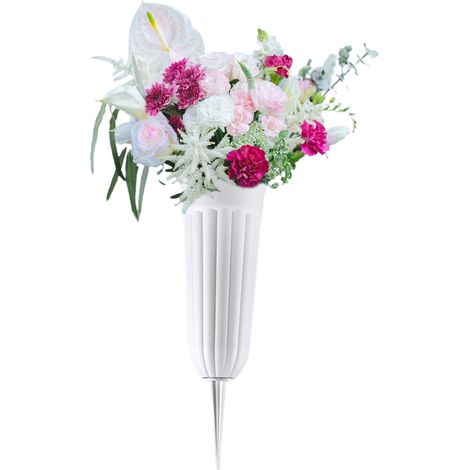 Gedenkvasen Mit Schaumstoffeinlage, Niedrige Trauervasen Für Den Friedhof, Blumenvase Für Den Friedhof (x)