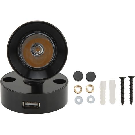 Led-leselampe Für Wohnmobile, Wohnwagen, Campervans Und Boote Mit Druckschalter, Dimmer, Usb-anschluss Und Wandhalterung, In Schwarz Und Warmweiß.